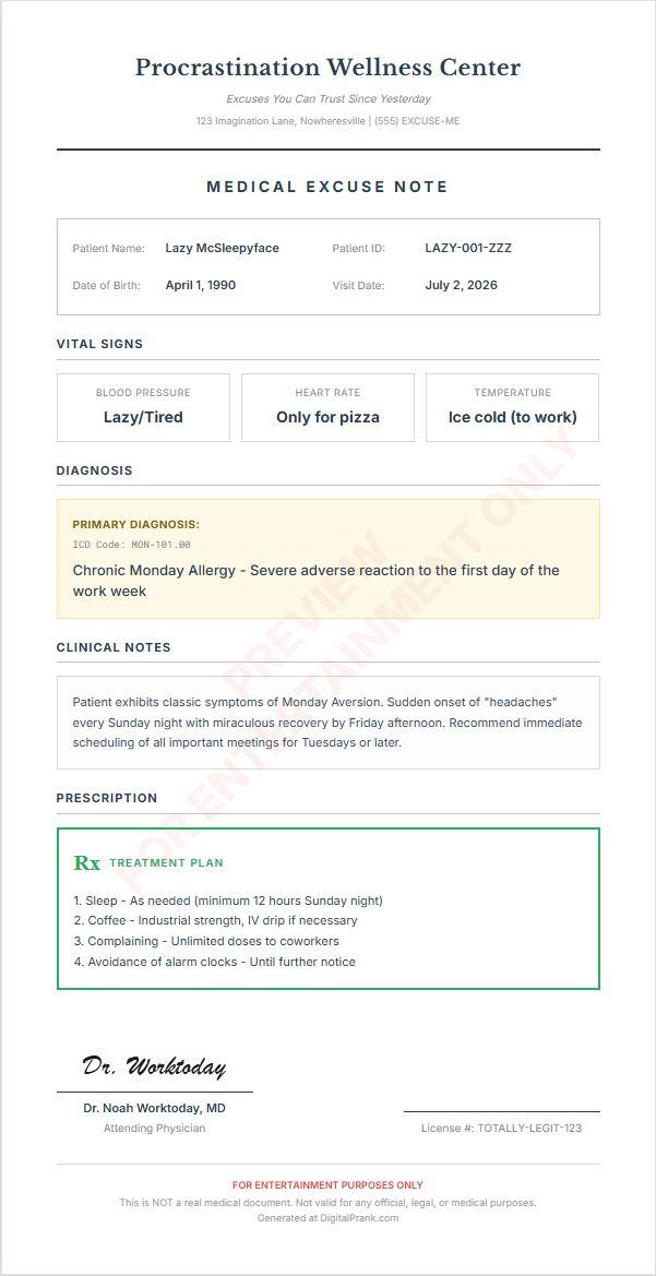 Editable Medical Report