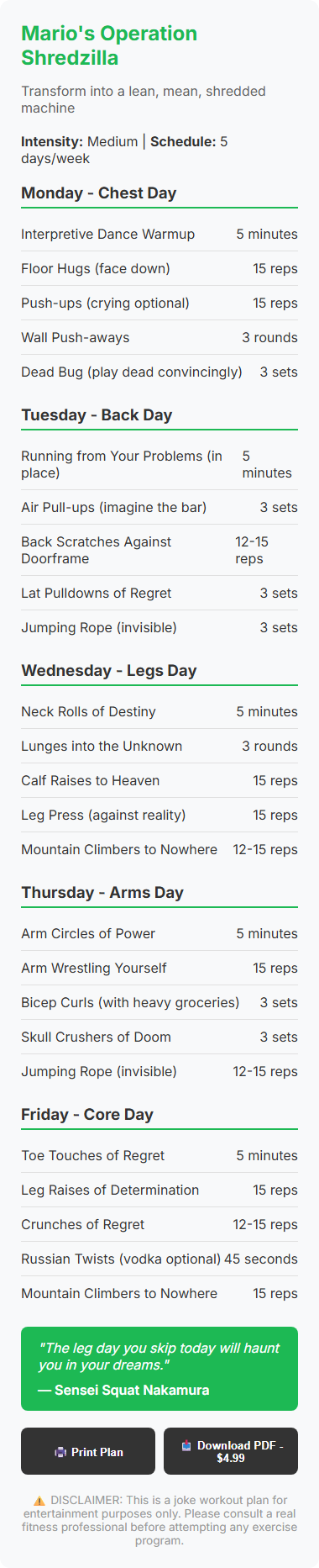 Workout Plan Generator